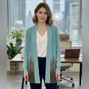 SPANNER Teal & Brown Wool Blend open Cardigan